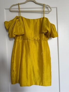 Mustard Yellow Off-Shoulder Mini Dress